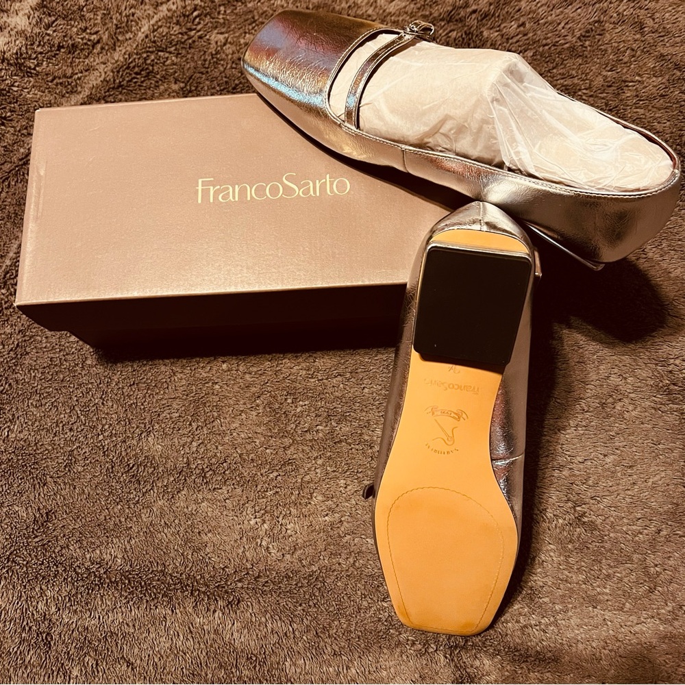 Franco Sarto Silver Flats Elegant Modern Design
